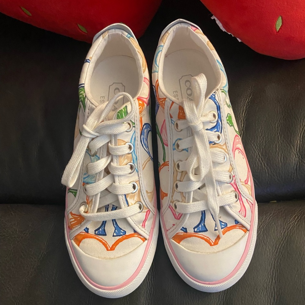 Vintage Coach sneakers. White with red, Blue and green C’s. Size 6 1/2.